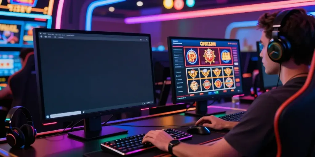 Exciting online gaming experience at a casino not on gamstop, featuring vibrant user interface and immersive ambiance.