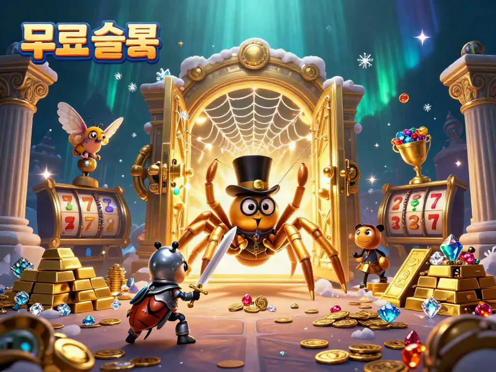 Experience 무료슬롯 with captivating characters amid a colorful casino-themed world.