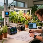 The CIKA4D team designing a modern indoor agriculture facility with advanced technologies and lush plants.