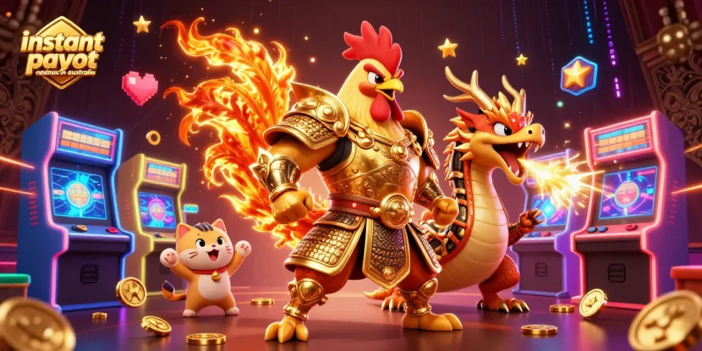 Play at instant payout casinos in Australia with lively 3D cartoon characters and dynamic gaming elements.