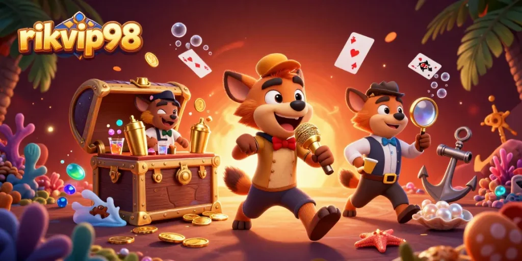 Experience a vibrant gaming scene with rikvip98 as hyenas run a comedy casino club filled with action.
