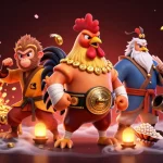 Experience thrilling cockfighting action at SV388 with vibrant characters and dynamic gambling elements.