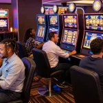 Players enjoying link slot88 in a vibrant casino gaming scene