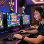 ผู้เล่นกำลังสนุกกับสล็อตออนไลน์ที่ AETAYO บนโต๊ะเกมสมัยใหม่