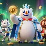 Win with crocsworkshoes in this vibrant, detailed casino scene featuring crypto elements.