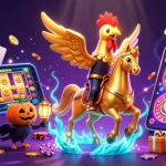 Experience excitement at Red88 with a golden rooster headless horseman and dynamic casino elements