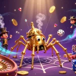 Catch the excitement at appkeonhacai with vibrant 3D gaming elements and golden spider capturing luck.